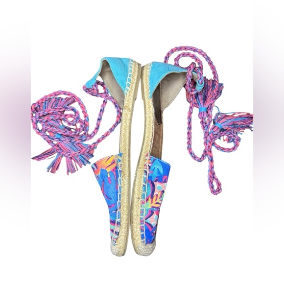 Circus by Sam Edelman Blue and Pink Espadrilles with Ankle Ties - Picture 4 of 6